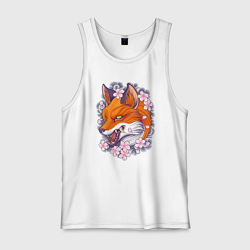 Мужская майка Лиса и сакура / Белый – фото 1