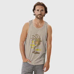 Майка мужская хлопок I miss you face, цвет: миндальный — фото 2