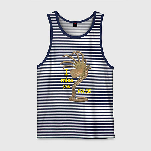 Мужская майка I miss you face / Синяя тельняшка – фото 1