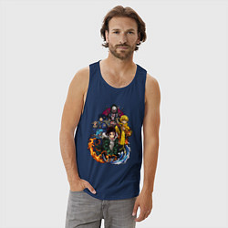 Майка мужская хлопок КЛИНОК, РАССЕКАЮЩИЙ ДЕМОНОВ, цвет: тёмно-синий — фото 2