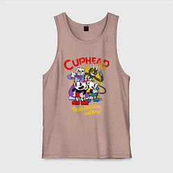 Майка мужская хлопок Cuphead, главные герои, цвет: пыльно-розовый