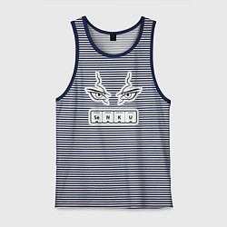 Майка мужская хлопок Сенку Доктор Стоун Химия, цвет: синяя тельняшка