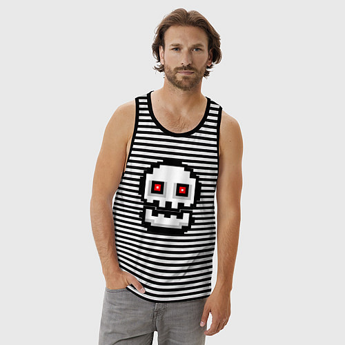Мужская майка Skull Geometry Dash / Черная тельняшка – фото 3