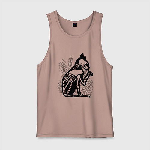 Мужская майка Кот Скелет Cat Skeleton / Пыльно-розовый – фото 1