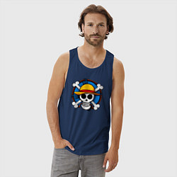 Майка мужская хлопок Пиратский знак из One Piece, цвет: тёмно-синий — фото 2