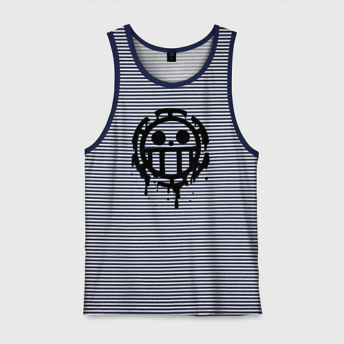 Мужская майка One Piece знак черной краской / Синяя тельняшка – фото 1