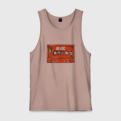 Майка мужская хлопок Кассета AC DC, цвет: пыльно-розовый