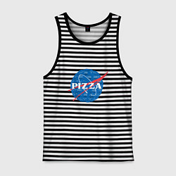 Майка мужская хлопок NASA Pizza, цвет: черная тельняшка