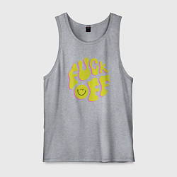 Майка мужская хлопок FUCK OFF SMILE, цвет: меланж