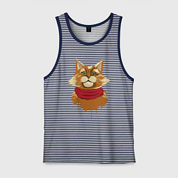 Майка мужская хлопок Рыжий Кот, цвет: синяя тельняшка