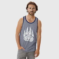 Майка мужская хлопок Символ Велеса Медвежья лапа, цвет: синяя тельняшка — фото 2