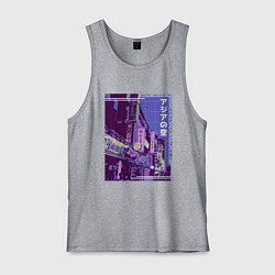 Майка мужская хлопок Neon Asian Street Vaporwave, цвет: меланж
