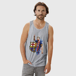 Майка мужская хлопок Lionel Messi Barcelona Argentina!, цвет: меланж — фото 2