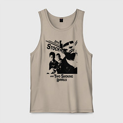 Майка мужская хлопок Карты, деньги, два ствола, цвет: миндальный