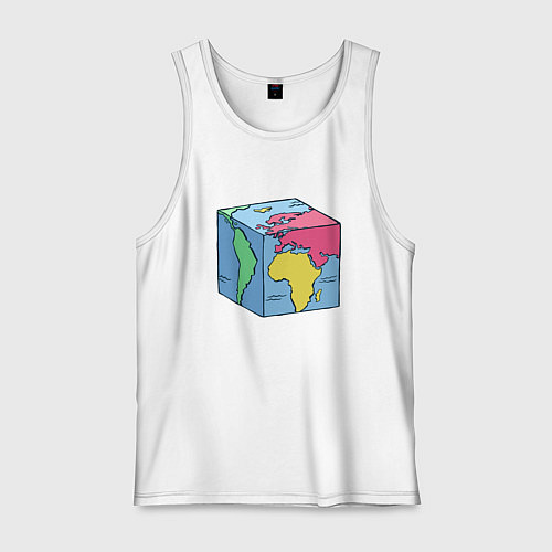 Мужская майка Квадратный глобус земли / Белый – фото 1
