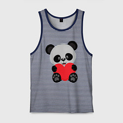 Майка мужская хлопок Love Панда, цвет: синяя тельняшка