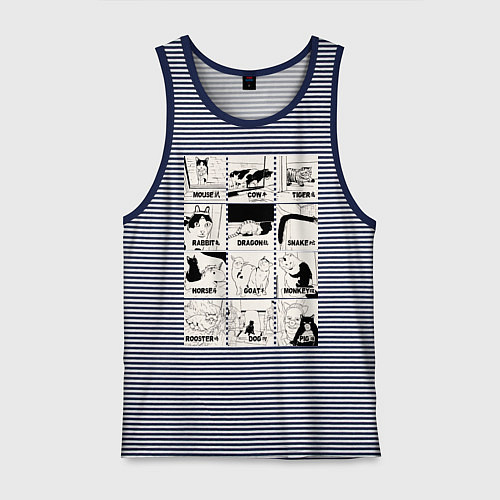 Мужская майка Какой ты кот сегодня год / Синяя тельняшка – фото 1