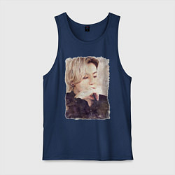 Майка мужская хлопок Задумчивый Чонгук, цвет: тёмно-синий