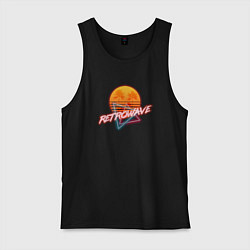 Майка мужская хлопок Retrowave style, цвет: черный