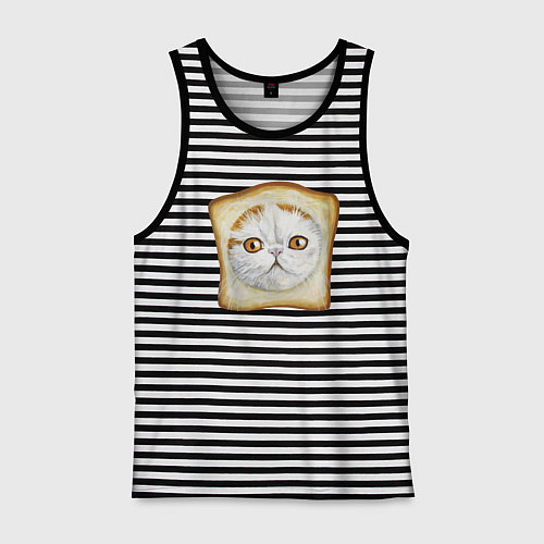 Мужская майка Bread Cat / Черная тельняшка – фото 1