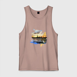 Майка мужская хлопок Travel Санк-Петербург, цвет: пыльно-розовый