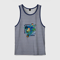 Майка мужская хлопок Майнкрафт Под водой, цвет: синяя тельняшка