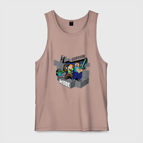 Мужская майка Майнкрафт выживание с модами / Пыльно-розовый – фото 1
