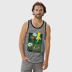 Майка мужская хлопок Молния и дерево, цвет: черная тельняшка — фото 2