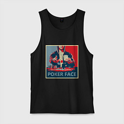 Майка мужская хлопок Poker face, цвет: черный