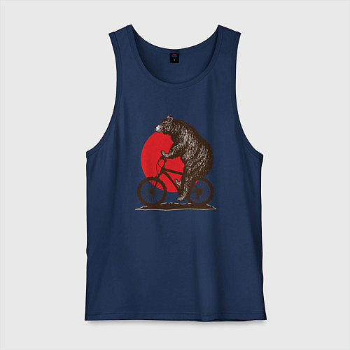 Мужская майка Медведь на велосиеде / Тёмно-синий – фото 1