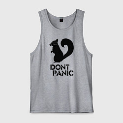 Майка мужская хлопок Dont panic black, цвет: меланж