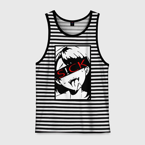 Мужская майка Sick Ahegao / Черная тельняшка – фото 1