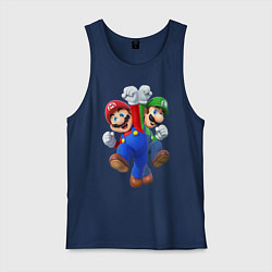Майка мужская хлопок Mario Bros, цвет: тёмно-синий