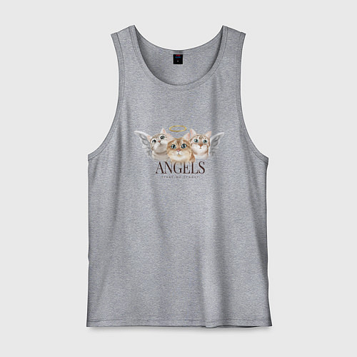 Мужская майка Кошки ангелы / Меланж – фото 1
