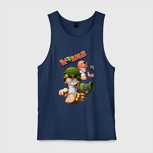 Мужская майка Worms3D / Тёмно-синий – фото 1