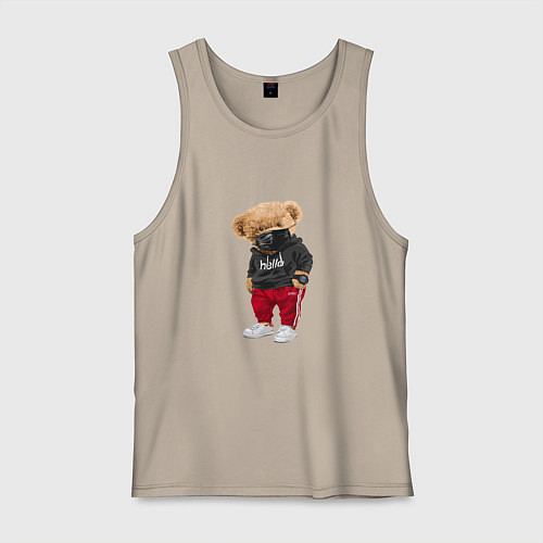 Мужская майка Крутой медвежонок в спортивках / Миндальный – фото 1