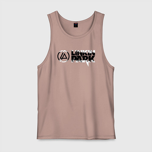 Мужская майка Линкин Парк Лого ЧБ Рок Linkin Park / Пыльно-розовый – фото 1