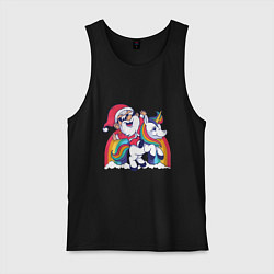 Мужская майка Санта на единороге