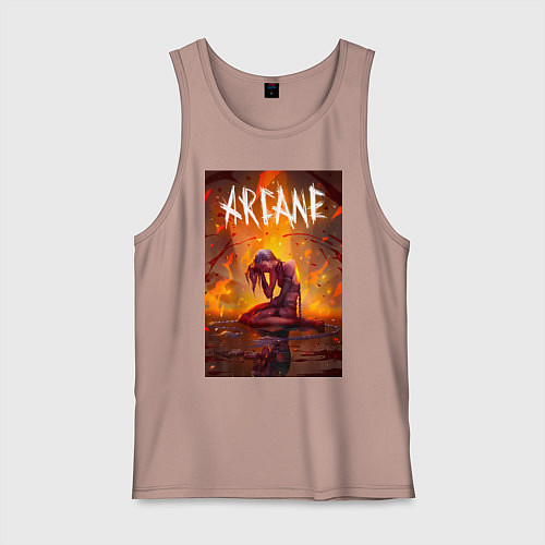 Мужская майка Джинкс объятая пламенем Аркейн Лига легенд / Пыльно-розовый – фото 1