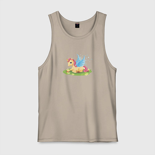 Мужская майка Милый единорожик / Миндальный – фото 1