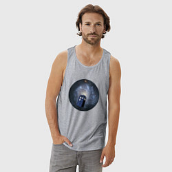 Майка мужская хлопок Тардис доктора кто, цвет: меланж — фото 2