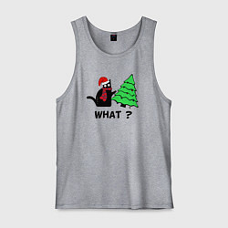 Майка мужская хлопок Кот и Новый Год, цвет: меланж