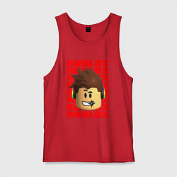 Майка мужская хлопок ROBLOX RED LOGO LEGO FACE, цвет: красный