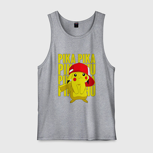 Мужская майка ПИКАЧУ В КЕПКЕ ПОКЕМОНЫ / Меланж – фото 1