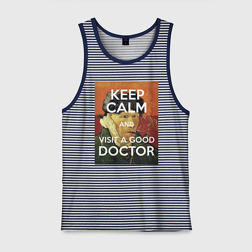 Мужская майка Успокойся и сходи к хорошему доктору! / Синяя тельняшка – фото 1