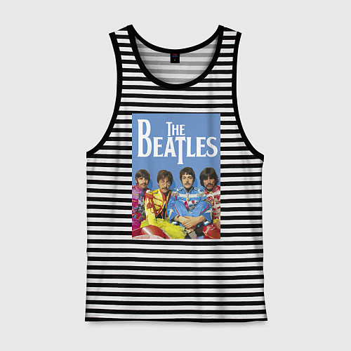 Мужская майка The Beatles - world legend! / Черная тельняшка – фото 1