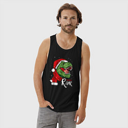 Майка мужская хлопок T-rex Merry Roar, цвет: черный — фото 2