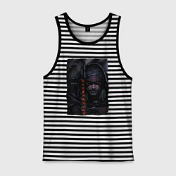 Майка мужская хлопок ВЕДЬМАК С ВОЛКОМ THE WITCHER, цвет: черная тельняшка