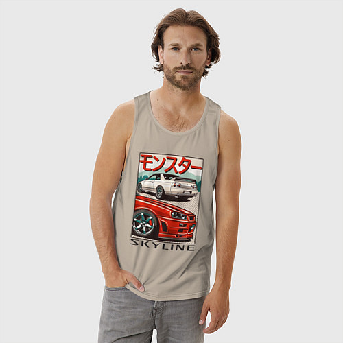 Мужская майка Nissan Skyline Ниссан Скайлайн / Миндальный – фото 3