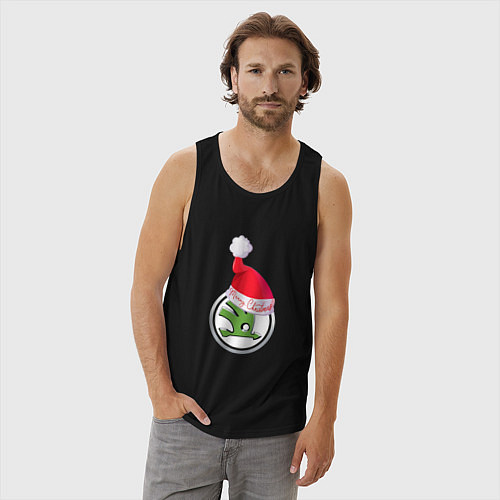 Мужская майка Skoda Merry Christmas / Черный – фото 3